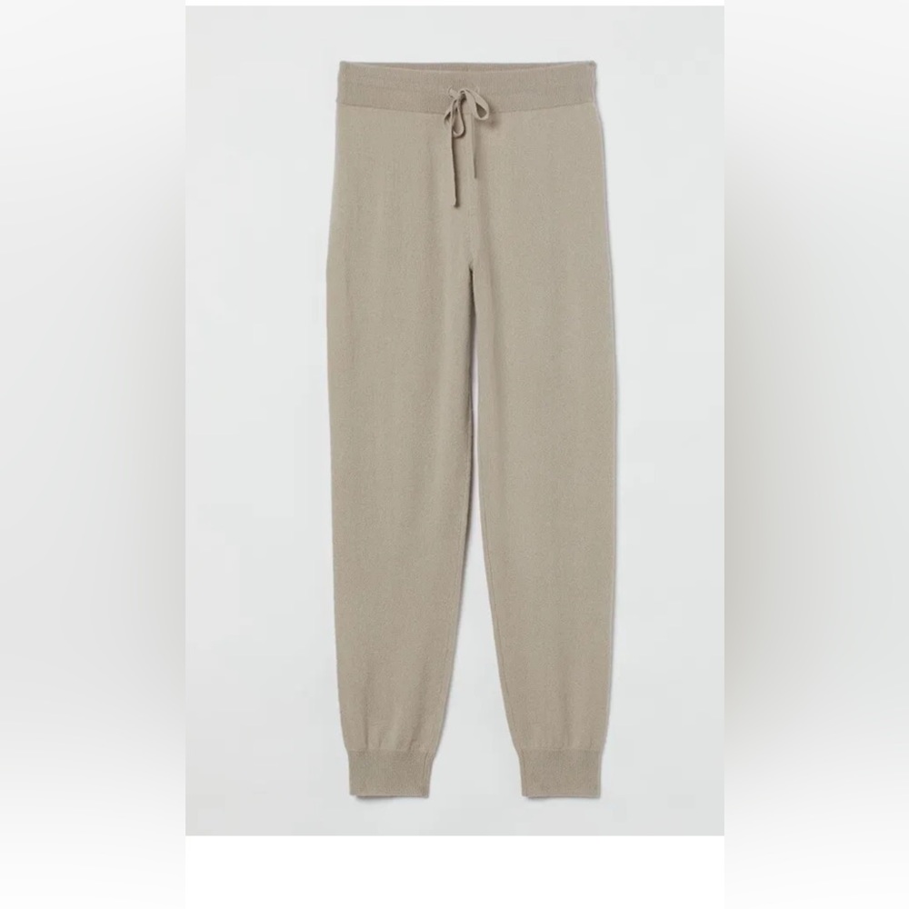 H&M Premium Quality Cashmere Joggers pant taupe tan beige size medium NWT